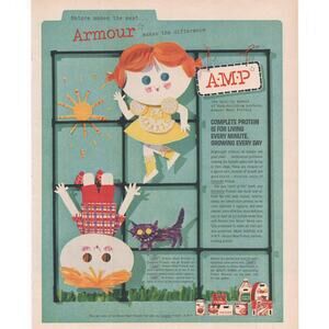 Armour Meat Products Magazine Advertisement 1960s Illustration Children Protein